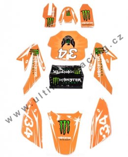 Samolepky, polepy pitbike Thunder, CRF70 oranžová